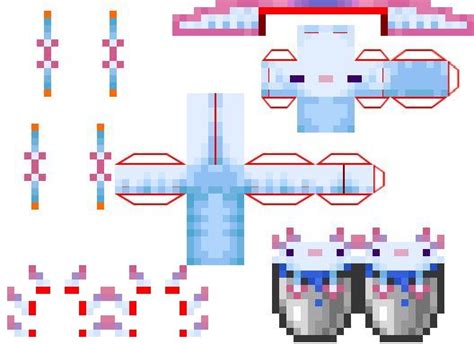 Ajolote Celeste Neon Paper Craft Armables De Minecraft Manualidades