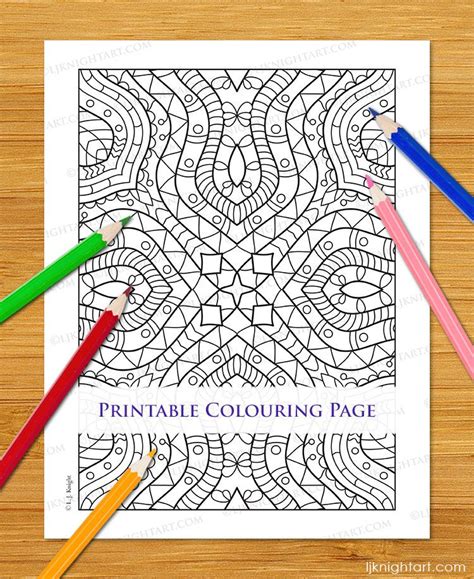 Geometric Kaleidoscope Pattern Coloring Page For All Ages Etsy