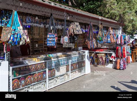 A showcase of religious Christian souvenir items in Natural Park of the ...
