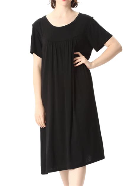 Zodanni Women Oversized Sleep Dress Crew Neck Sleepwear Comfortable