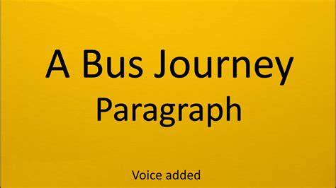 A Bus Journey Paragraph For Class And Youtube