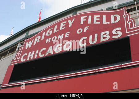 Welcome To Wrigley Field Sign At Baseball Ground In Chicago Stock Photo