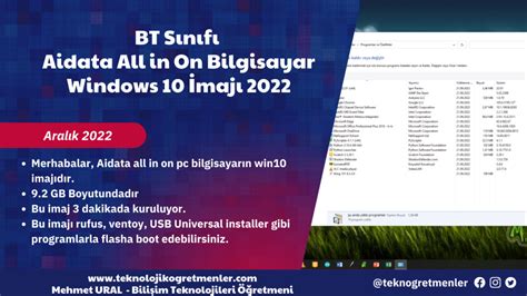 Aidata All in On Windows 10 İmajı 2022 Teknolojik Öğretmenler