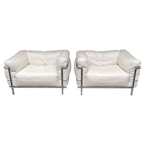 Pair Of LC3 Lounge Chairs By Le Corbusier For Cassina Signed At