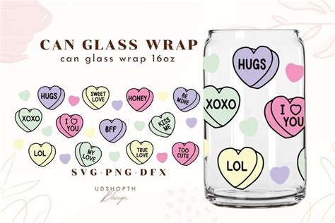 Conversation Hearts Libbey Glass Svg Hearts Glass Cup Valentines Day