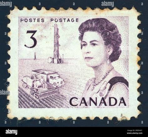 Queen Elizabeth II Postage Stamp Issued In Canada In 1960s Stock Photo