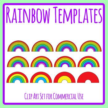 Color Rainbow Templates Different Numbers Of Colors Clip Art TPT