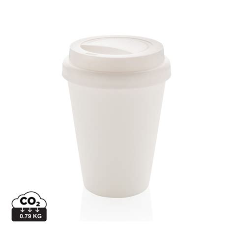 Reusable Double Wall Coffee Cup 300ml White Mompalao