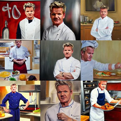 Gordon Ramsay Wearing A Chef Uniform In A Kitchen Stable Diffusion