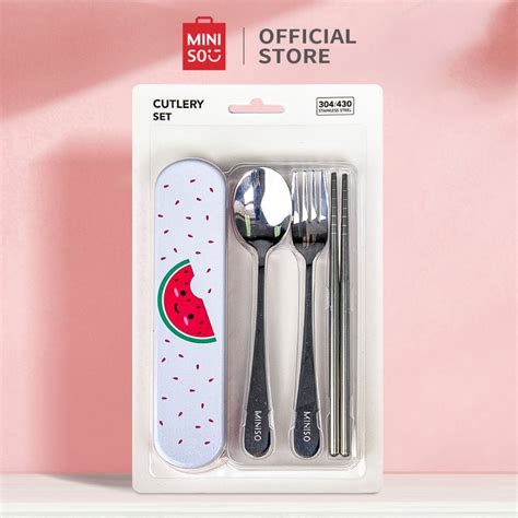 Jual Miniso Cutlery Set Alat Makan Pack Sendok Garpu Sumpit Anak