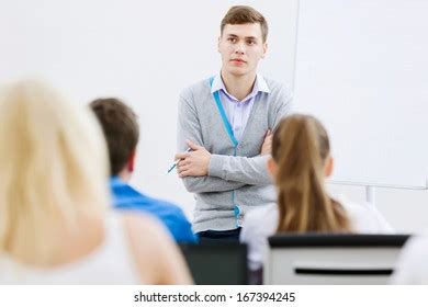 Young Teacher Classroom Standing Front Class Stock Photo (Edit Now ...