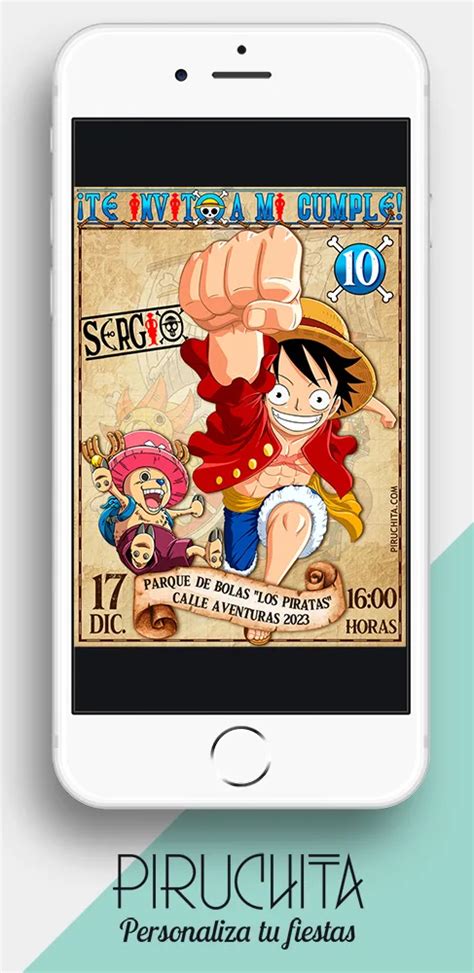 Invitación cumpleaños One Piece Luffy