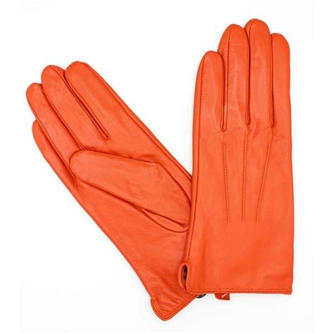 Ladies Orange Leather Gloves 17120 Artisan Leather By Sole Survivor