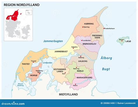 Vector Administrative Map of the Region North Jutland, Denmark Stock ...