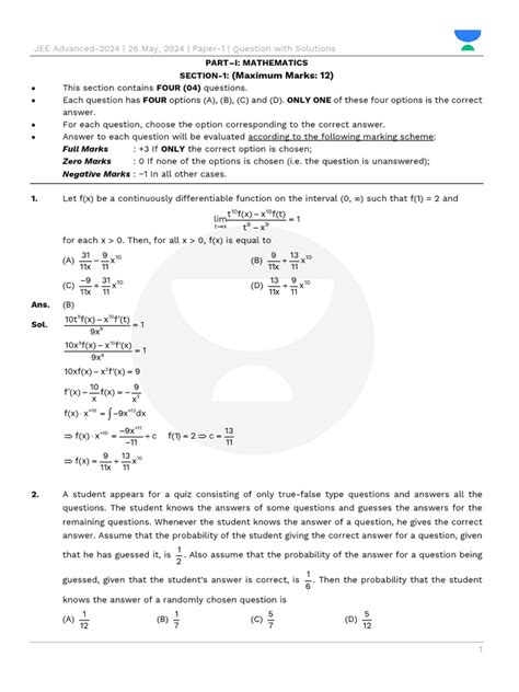 Jee Advanced 2024 Complete Solution Pdf Ellipse Mathematical Physics