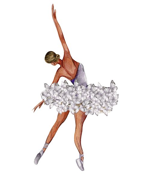 Waterverf Dansen Ballerina Met Vlinder En Magnolia 24491866 PNG