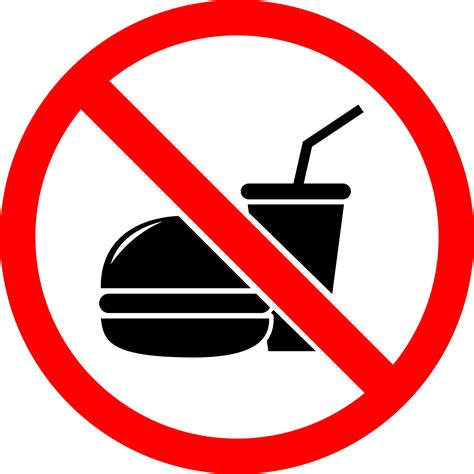 No food allowed sign symbol icon, prohibition sign red circle