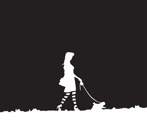 Girl Walking Her Dog Silhouette 10879576 Vector Art at Vecteezy