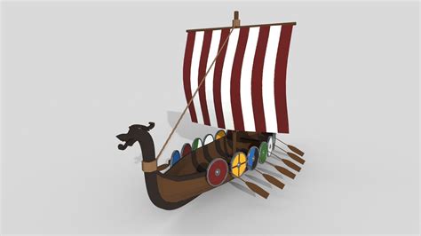 3D Asset Low Poly Viking Ship CGTrader