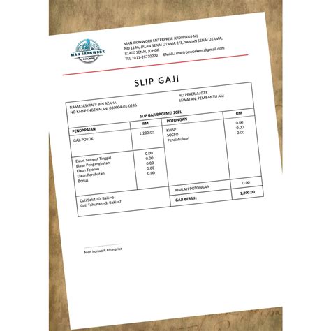 Payslip Contoh Slip Gaji Simple Malaysia Berurut Dulu Hot Sex Picture