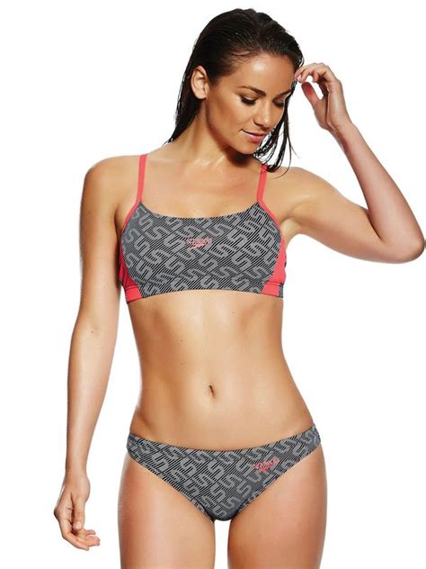 Speedo Black Monogram Womens Sports Bikini Set