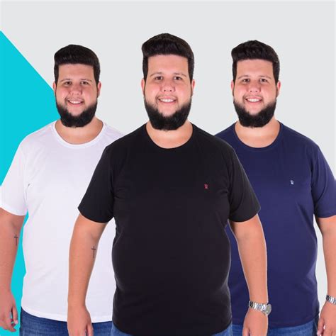 Kit 3 Camisetas Lisas Plus Size Básicas Masculina Camisa Blusa 100