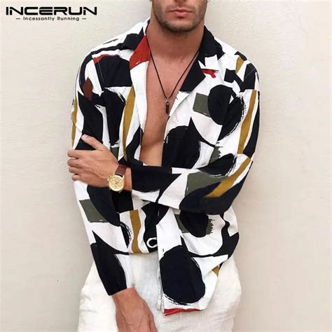 Incerun Camisa Con Estampado De Moda Para Hombre Ropa De Calle Con Cuello De Solapa Manga