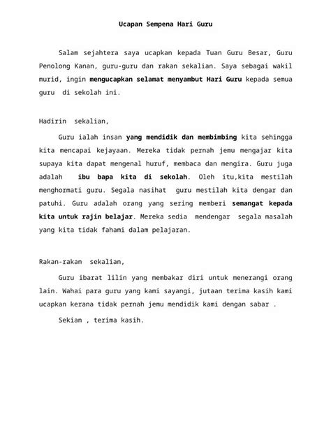 Docx Ucapan Sempena Hari Guru Dokumen Tips