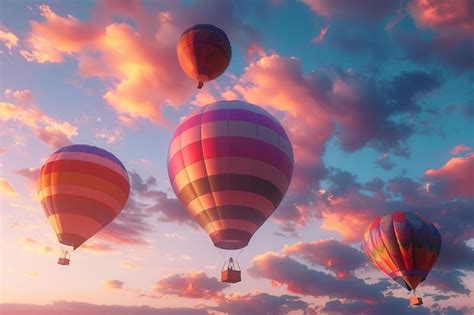 Premium Photo Colorful Hot Air Balloons At Dawn