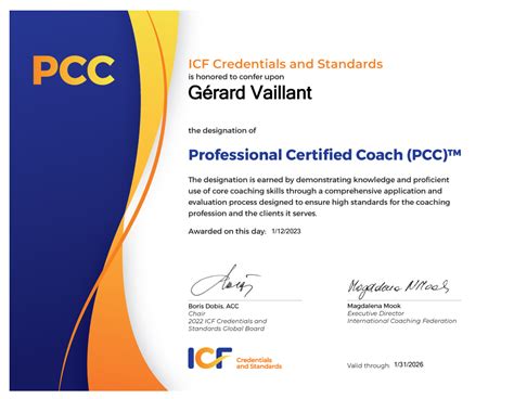 Icf Credential Certificate Pcc 2023 Gerard Vaillant Adp Vaillant