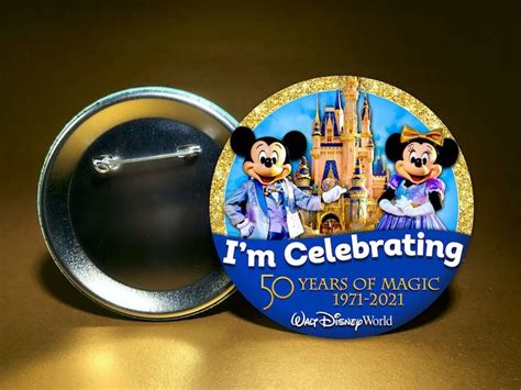 Wdw Walt Disney World 50th Anniversary Park Button Disney Etsy