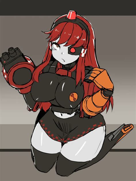 Rule 34 2d Artist Request Big Breasts Grey Body Gun Arm Mimi Sentry On Knees Red Hair Robot