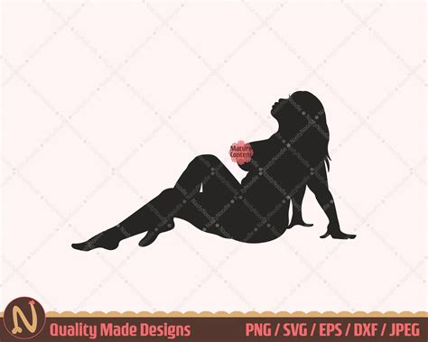 Sexy Thick Women Silhouette SVG Cut File Naked Women Sitting Sideview