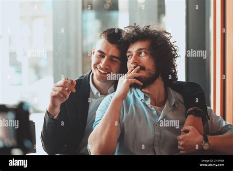 Happy Gay Couple Cuddling Hi Res Stock Photography And Images Alamy