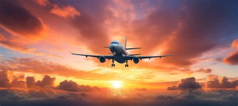 Premium AI Image | airplane in the sunset sky airplane in the sunset ...