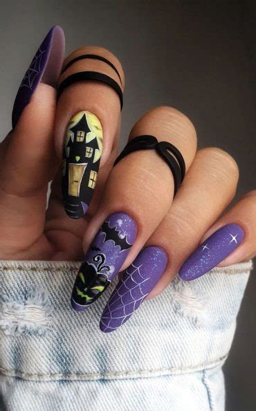 Spooktacular Halloween Nail Designs Spooky Night Purple Nails