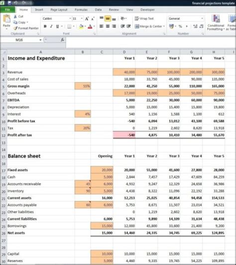 Business Financial Projections Excel Template