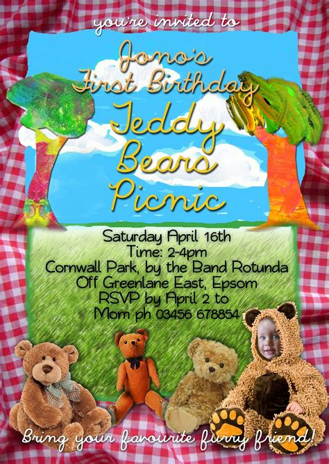 FREE Kids Party Invitations: Teddy Bears Picnic Invitation