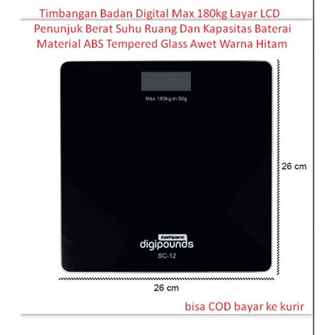 Jual Timbangan Badan Digital Max 180kg Layar LCD Penunjuk Berat Suhu