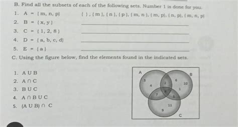 Universal Set Subset B Find All The Subsets Of Each Of The Following