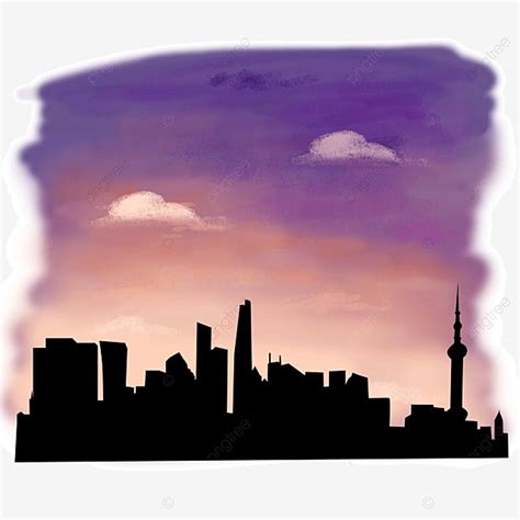 Drawn City Silhouette Png Free City Silhouette Vector Cartoon Hand