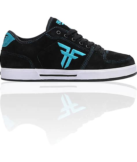 Fallen Shoes Patriot II Black & Cyan Blue Skate Shoes | Zumiez