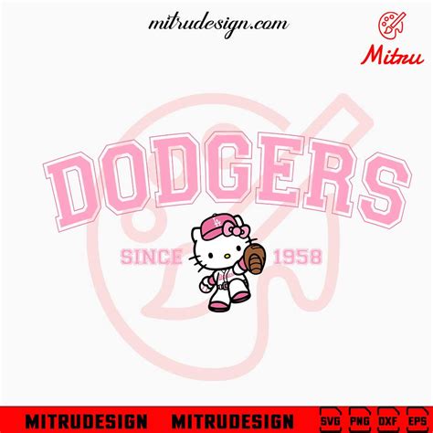 Pink Hello Kitty LA Dodgers Since 1958 SVG, Cute Los Angeles Dodgers ...