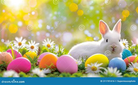 The Easter Bunnys Egg Field Adventure Stock Illustration Illustration