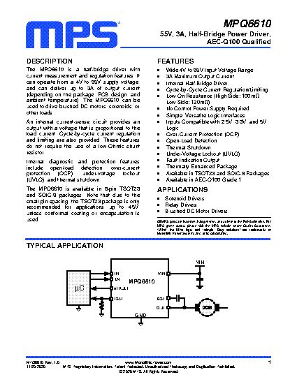 Mpq Aec Datasheet V A Half Bridge Power Driver Aec Q