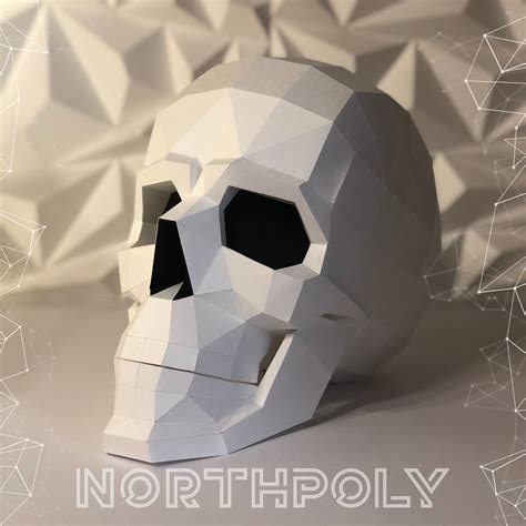 Skull 3d Papercraft Northpoly Pepakura Lowpoly Low Etsy