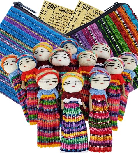 5ô2 12 Super Cute Worry Dolls 2 Free Guatemala Fabric Bag