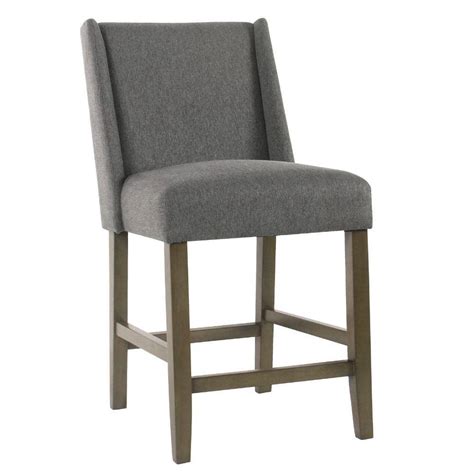 Benjara 35 75 In Dark Gray Low Back Wooden Frame Counter Stool With