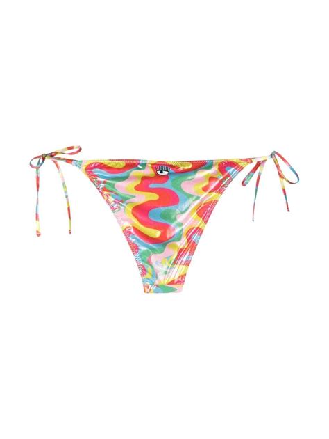 Chiara Ferragni Abstract Print Tie Fastening Bikini Set Red FARFETCH