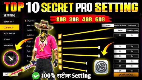 10 Secret Pro Settings 100 Working ॥ Auto Headshot Setting Free Fire